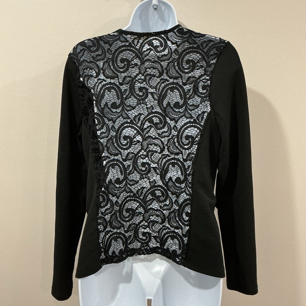 Vintage Women's Black Lace Sheer Back Blazer Size Large Whimsigoth USA